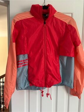 Women’s Adidas Colorblock WindbreakerJacket - Red, Peach & Light Blue